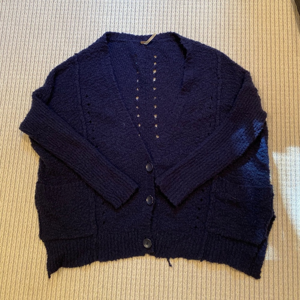 Free People Slouchy Cardigan in Navy size Small